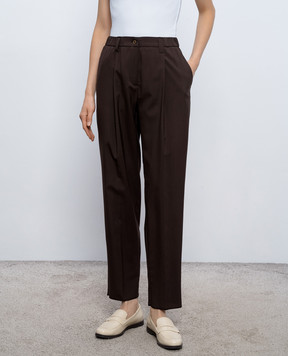 Marco Pescarolo Коричневые брюки Zeza из шерсти и шелка ZEZAD5314