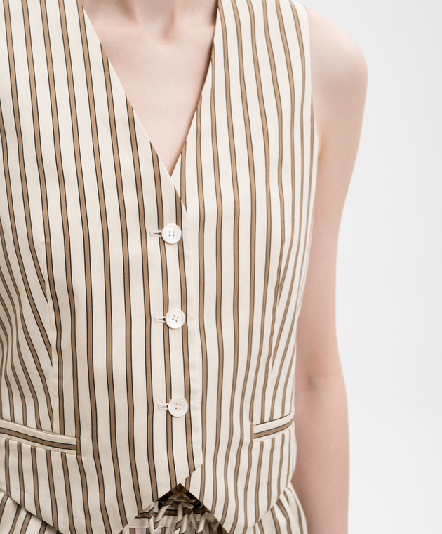 Max Mara Бежевый жилет FAUNO в полоску с шелком MXMFAUNO изображение 5