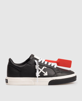 Off-White Чорні шкіряні кросівки Vulcanized з емблемою OWIA288C99LEA002