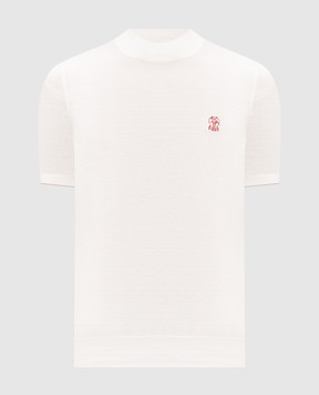 Brunello Cucinelli Біла футболка з вишивкою емблеми M29800104