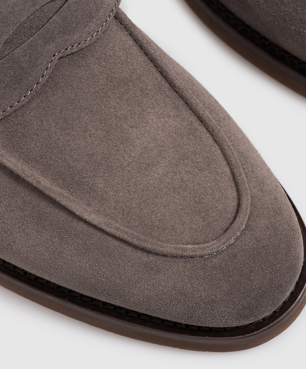 Brunello Cucinelli Серые замшевые лоферы MZUSOLE670 изображение 5