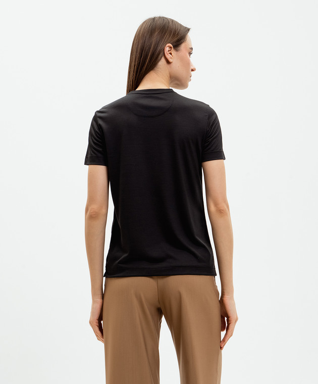 Marco Pescarolo Черная футболка Amata из шерсти AMATAD53Y04 изображение 3