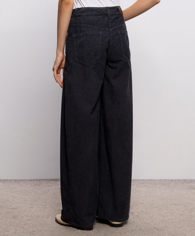 Brunello Cucinelli Серые вельветовые брюки с льном MB185P4059 изображение 4