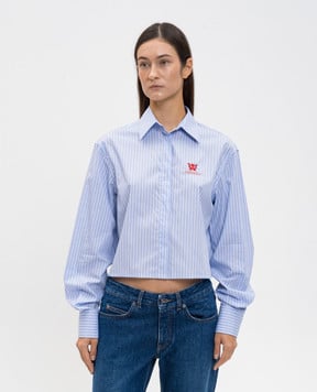Off-White Блакитна укорочена сорочка в смужку 2GE02AF25FAB001