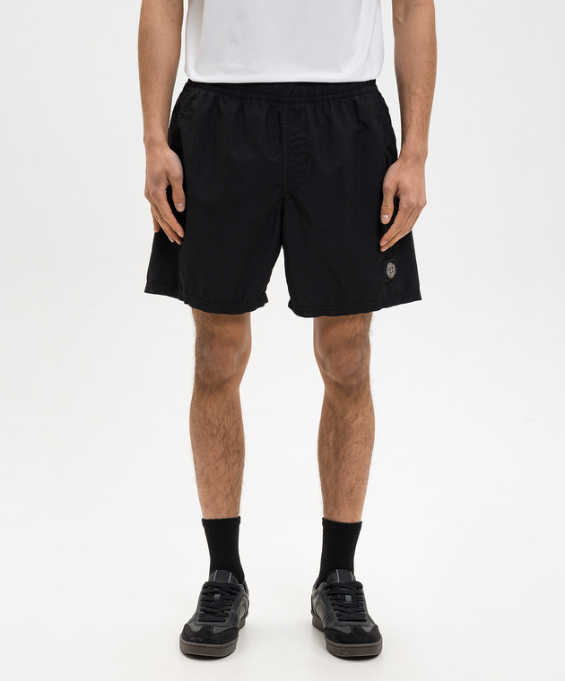 Stone Island Черные шорты для плавания с нашивкой эмблемы L1S15B100B09S0046 изображение 3