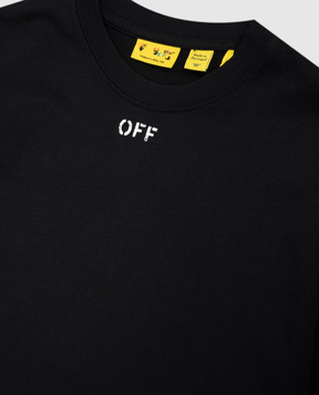 Off-White Дитяча чорна футболка з принтом логотипа 44GAA001S26J003