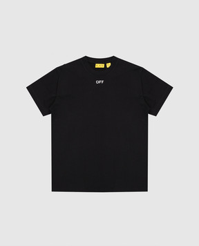 Off-White Дитяча чорна футболка з принтом логотипа 44BAA002S26J006