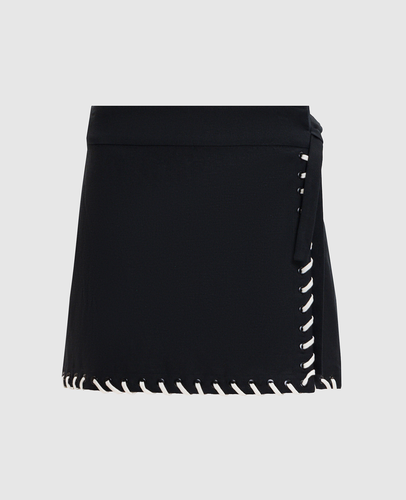 Чорна спідниця міні на запах