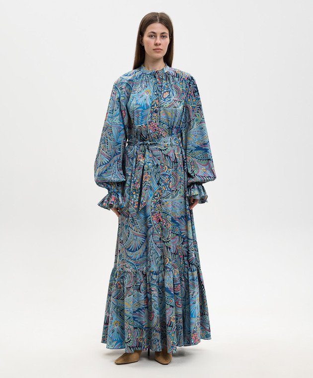 Etro Синя сукня-сорочка в принт WRHA063199SAEI4 зображення 3