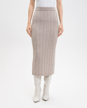 Max Mara Бежевая юбка Avignon из шерсти и кашемира в узор AVIGNON