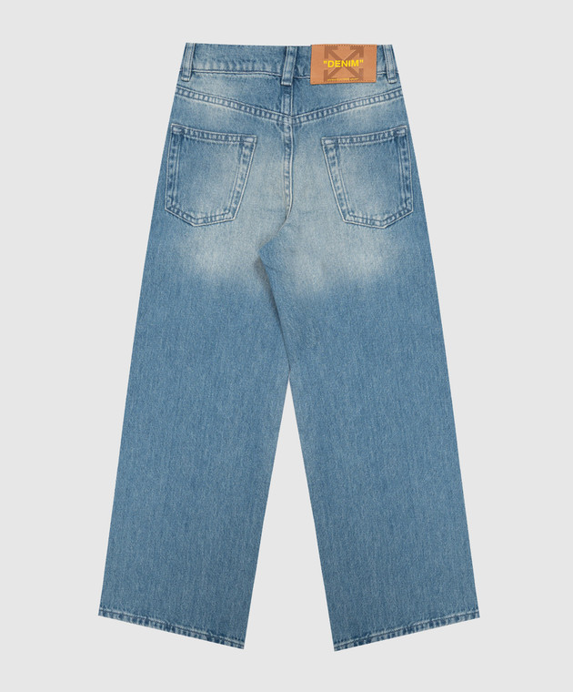 Off-White Дитячі сині джинси з ефектом потертості 44GYB001F26D001 зображення 2