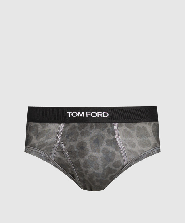 Tom Ford Серые трусы-брифы в леопардовый принт T4LC11230
