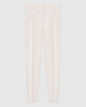 Brunello Cucinelli Бежевые брюки с льном MH253S2440
