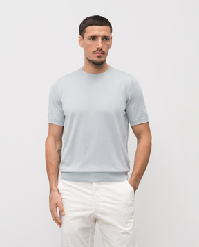 Enrico Mandelli Блакитна футболка з шовком 3K004A5645