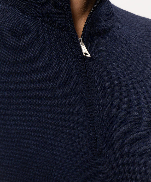 Cashmere&Whiskey Синій джемпер з вовни, шовку та кашеміру 477 зображення 5