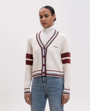 Off-White Кардиган кольору айворі з вовною 2FE00530T