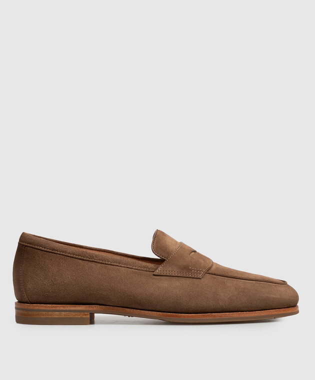 Santoni Коричневі замшеві лофери WUNY72357SI8NAEA