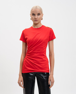 Balmain Червона футболка з драпіруванням FF0EF002GF23