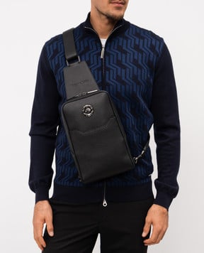 Stefano Ricci Чорна шкіряна сумка-слінг з логотипом та емблемою ND219GUVD