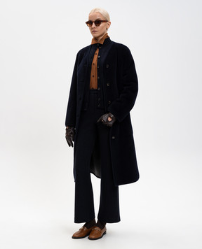 Loro Piana Голубое пальто с шерсти и шелка Gladwin Blouson FAO6695