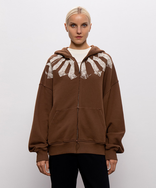 Palm Angels Коричневая спортивная куртка с принтом PAMBE002FL001w изображение 3