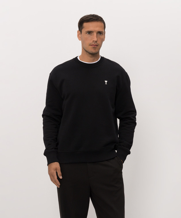 Ami Paris Черный свитшот с вышивкой HSW763730 изображение 3