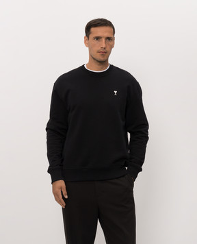 Ami Paris Черный свитшот с вышивкой HSW763730