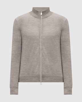 Brunello Cucinelli Сірий кардиган з кашеміру на блискавці M2400106