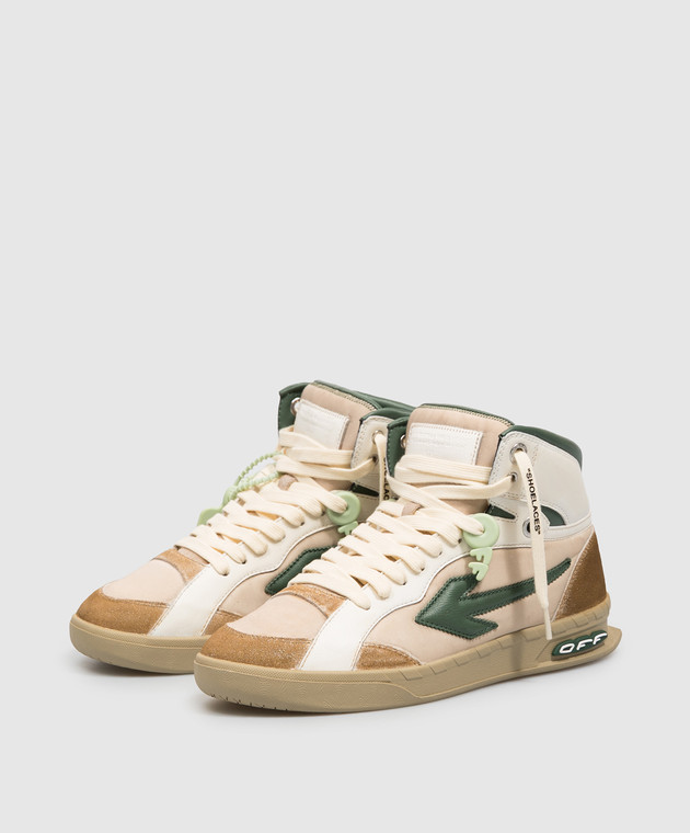 Off-White Бежевые комбинированные хайтопы End Of Play OF05796021 изображение 2
