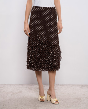 Valentino Коричнева спідниця із шовку в горох 8B3RAEP59AB