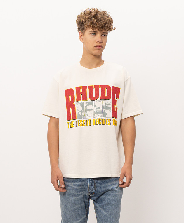 Rhude Футболка цвета айвори The Desert Decides RHFW26TT06012 изображение 3