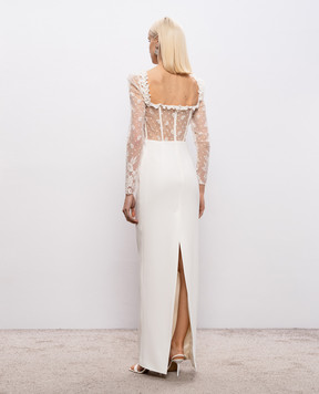 Alessandra Rich Біла сукня-бюст'є Cady з корсетним верхом з мережива FABX4267F4692