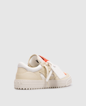 Off-White Бежевые кожаные кроссовки 3.0 Court с аппликациями OWIA28ES26LEA001