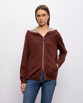 Brunello Cucinelli Коричнева спортивна куртка із шовком MD828SB806