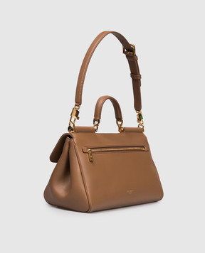 Dolce&Gabbana Коричневая кожаная сумка-сетчел Sicily BB7782B7321