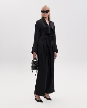 Balmain Чорні штани з вовни прямого крою HF1PO170WC09