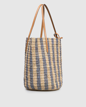 Valentino Бежевая сумка-тоут из рафии в полоску 8W2B0R37UHK