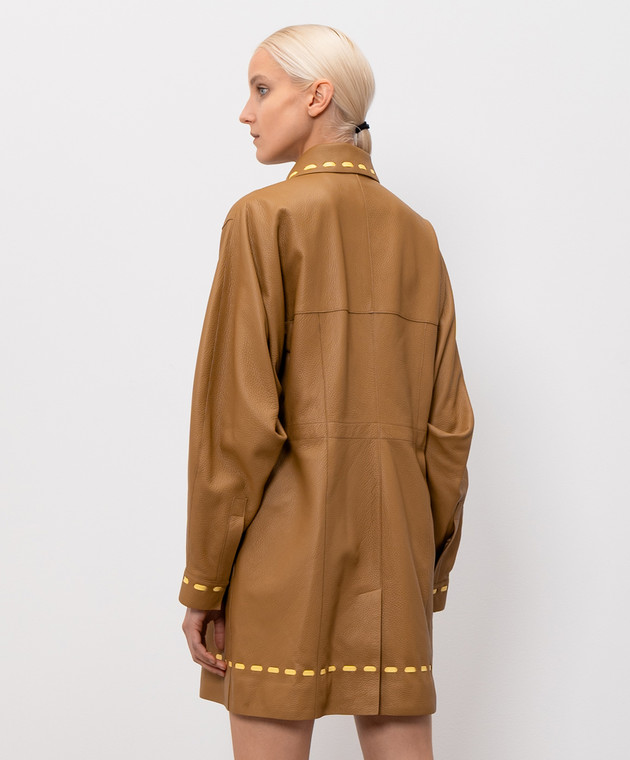 Fendi Коричневое пальто Selleria из кожи оленя FPS916AW9Y изображение 4