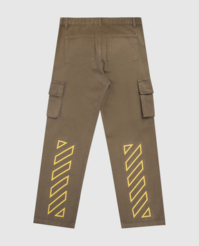 Off-White Дитячі джинси кольору хакі з нашивкою логотипа 44BCF008S26F001
