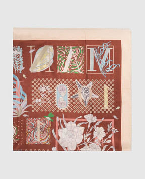 MANTERO 1902 Коричнева хустка The Greenhouse Memories із шовку 0902F0630157426