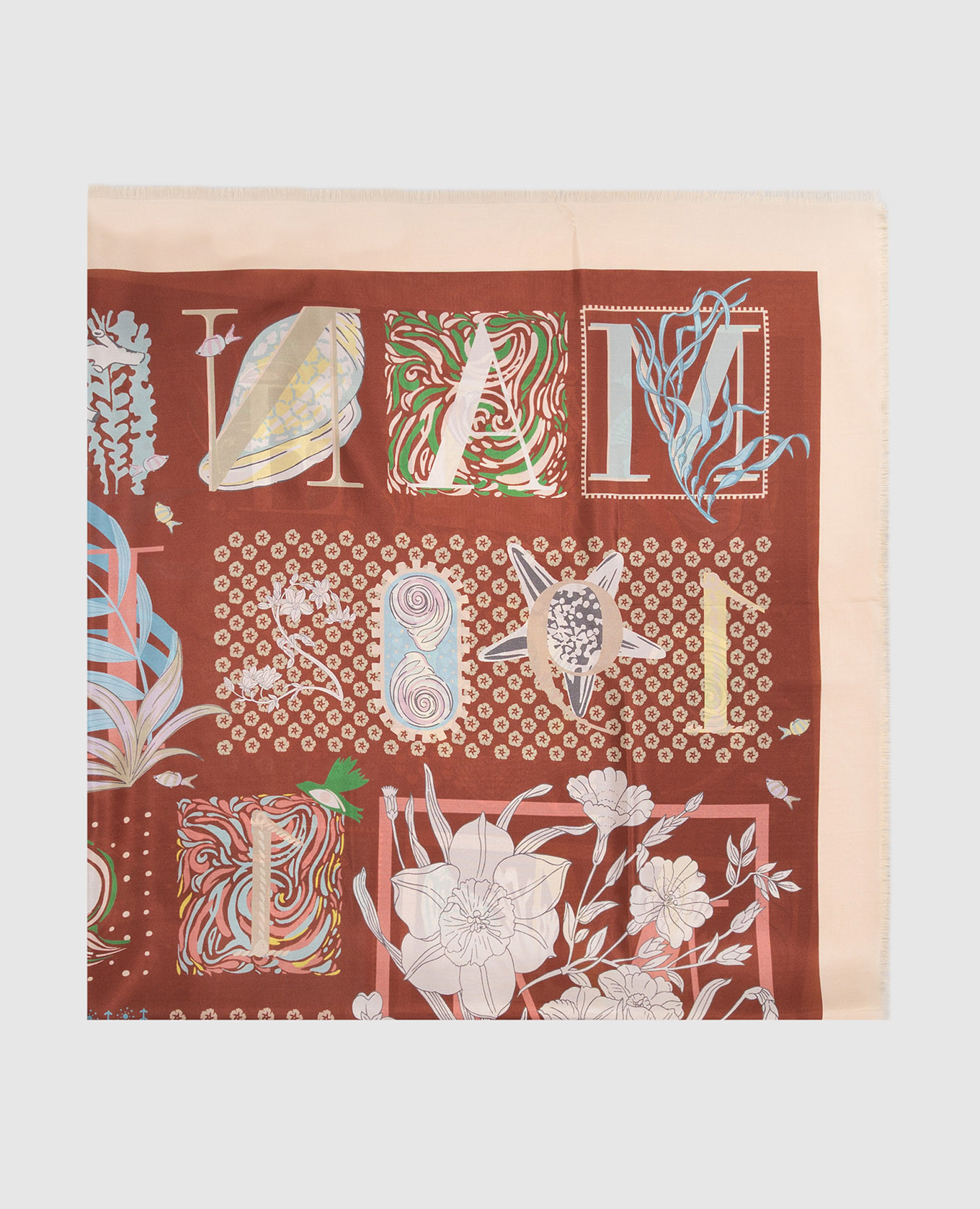 Коричневый платок The Greenhouse Memories из шелка