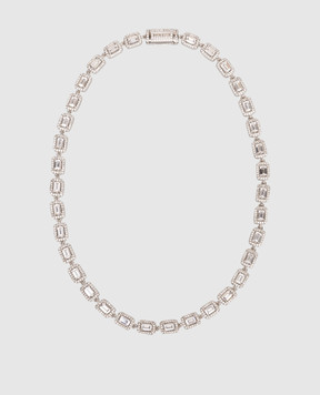 Darkai Сріблясте кольє Tennis Baguette з білим золотом DICO0077