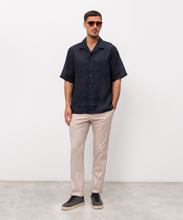 Herno Синяя рубашка из льна CM000031U17158 изображение 2