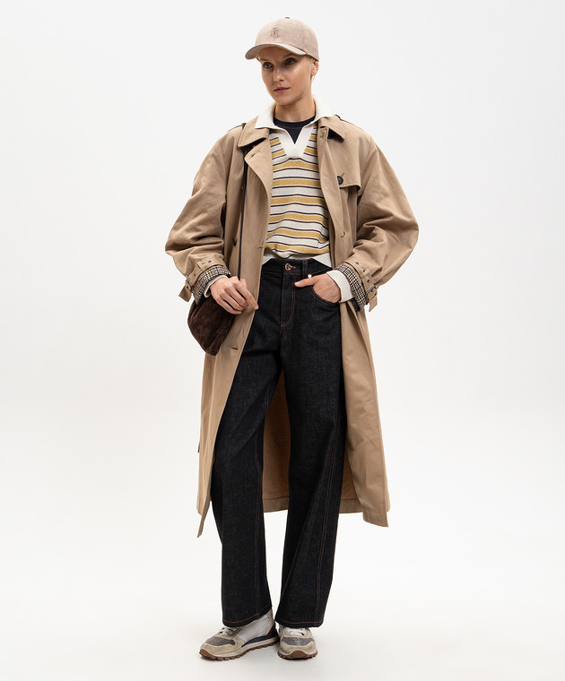 Brunello Cucinelli Пуловер кольору айворі в смужку з люрексом MAZ263805P зображення 2