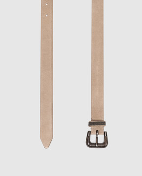 Brunello Cucinelli Бежевий замшевий ремінь з ланцюжком моніль M0DELC297