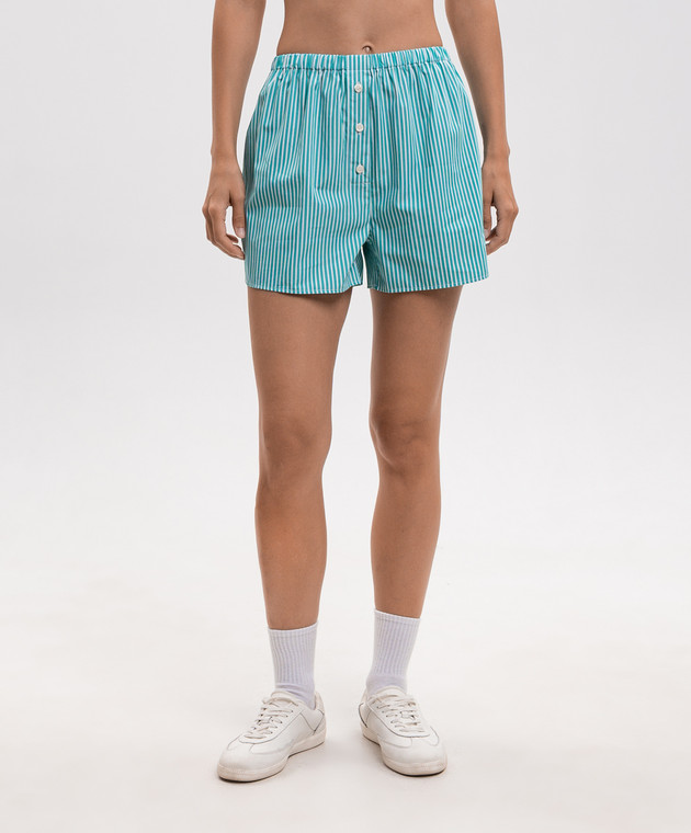 Sporty & Rich Зеленые шорты NY Crest в полоску SH035712243GR62 изображение 3