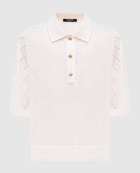 Balmain Поло цвета айвори из шерсти HF1GB040KJ99