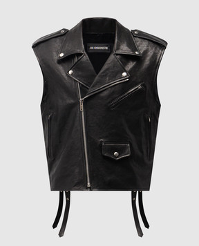 Ann Demeulemeester Чорний шкіряний жилет Faltin Perfecto B0013767LT137