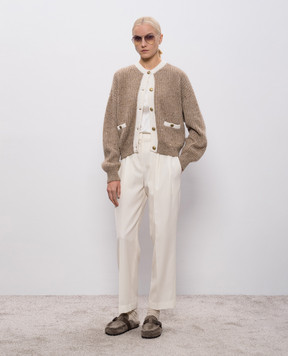 Brunello Cucinelli Белый топ из шелка с цепочкой мониль M0C59EH500