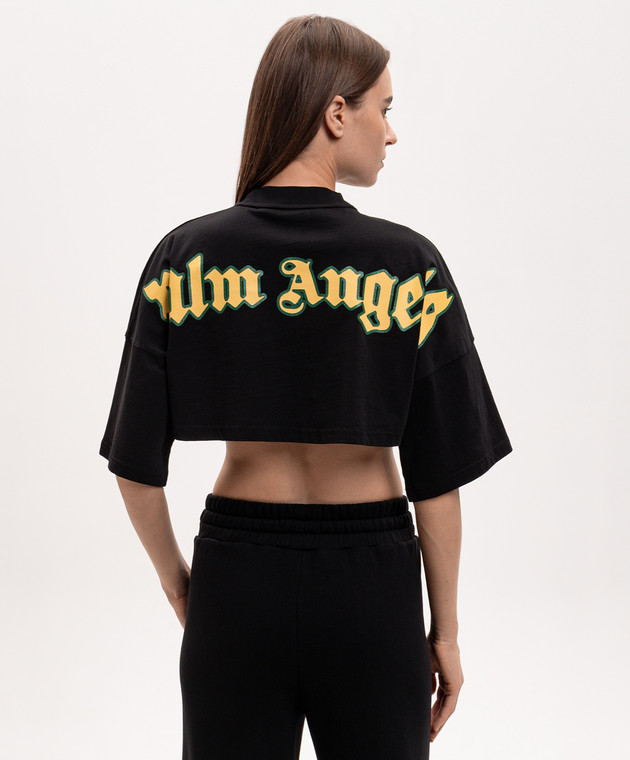 Palm Angels Черная укороченная футболка с логотипом PWAA054S26JER003 изображение 4